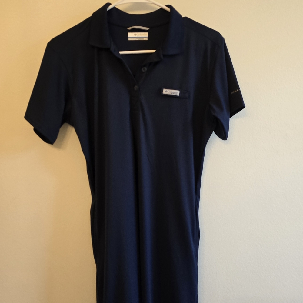 Columbia Omni-Shade Navy Polo Dress Size M Athletic Golf UPF